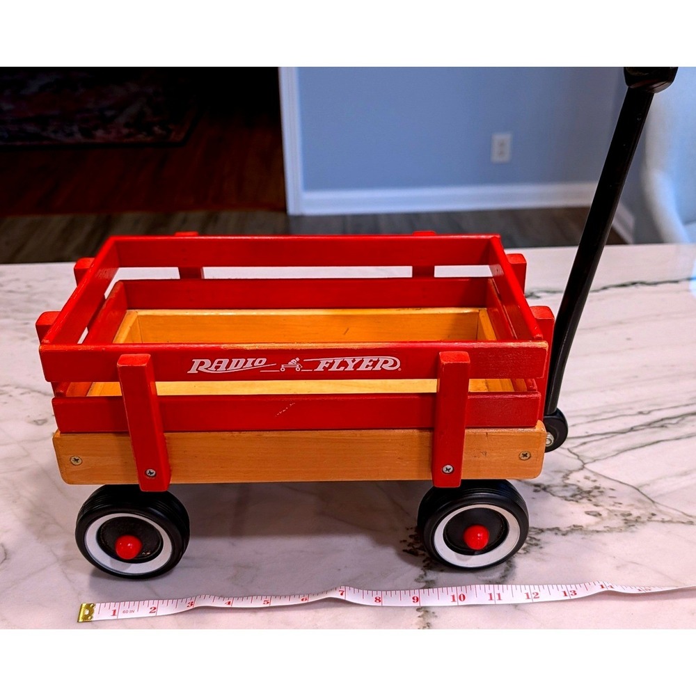 Radio Flyer Model 6 Little Red Wagon Vintage 1996 Wood Metal Toy Decorative